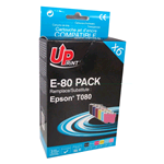 E-80 PACK COMPATIBILE UPRINT EPSON T080140 T080240 T080340 T080440 INKJET NERO*2+CIANO+MAGENTA+GIALLO BK+C+M+Y+LC+LM:12ml