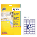 Etichette adesive L7656 bianche 25fg A4 46x11,1mm (84et/fg) inkjet/laser Avery