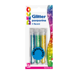 Blister glitter 3 flaconi grana fine 12ml colori assortiti iridescenti DECO