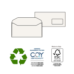 500 busteKAMI GOMMATE bianca carta riciclata FSC c/finestra110x230mm 100gr Pigna