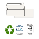 500 buste KAMI STRIP bianca carta riciclata FSC s/finestra110x230mm 100gr Pigna