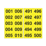 Kit numeri adesivi da 001 a 500 nero/giallo 45 x 24mm