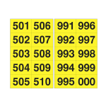 Kit numeri adesivi da 501-999 nero/giallo 45 x 24mm