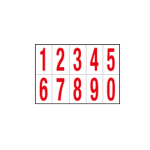 Foglio con 10 numeri autoadesivi da 0 a 9 rosso/bianco 56x99mm